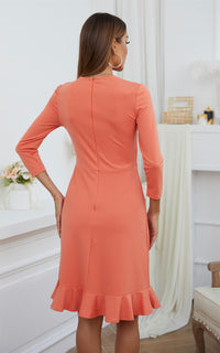 Frill Detail Knee Length Dress In Orange