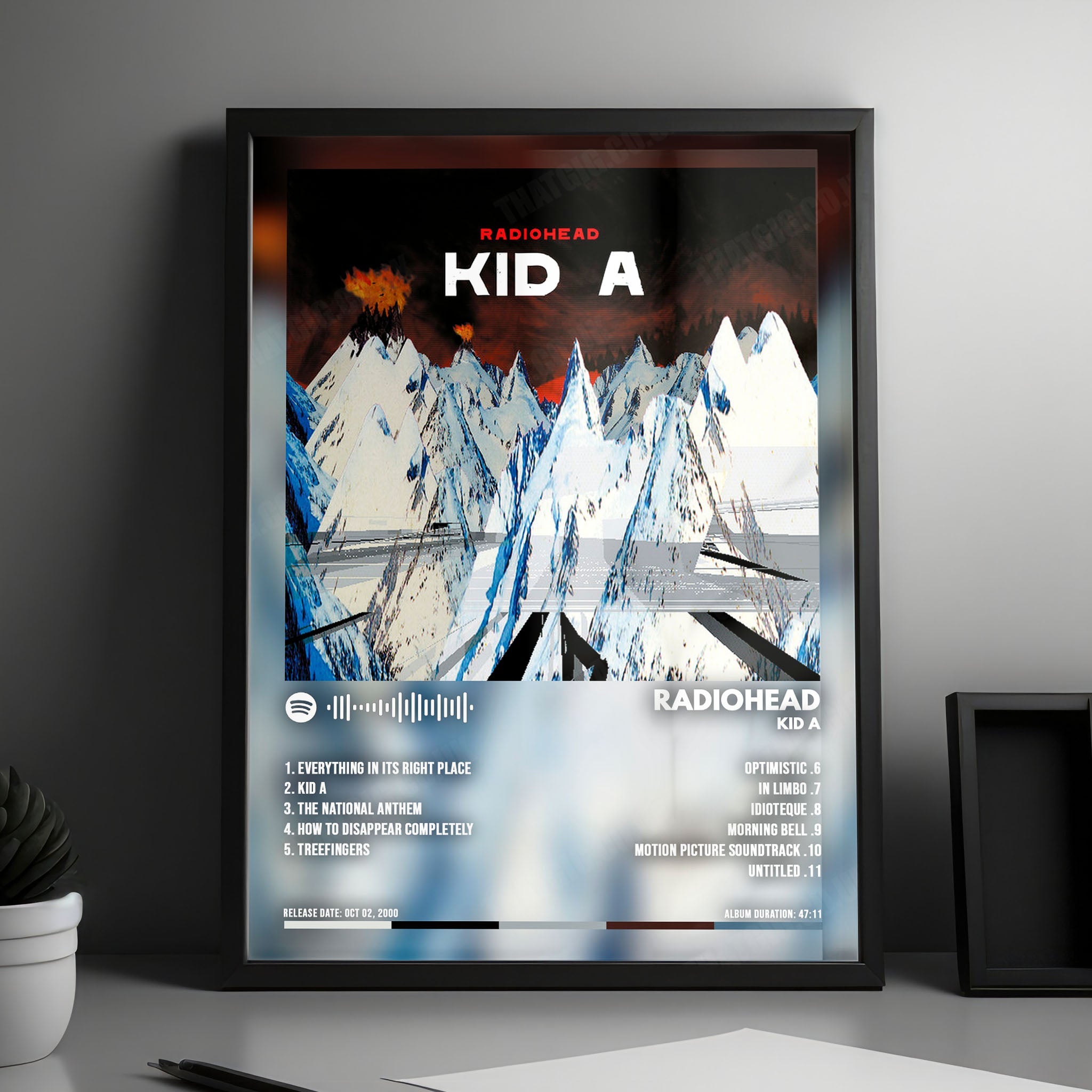 Radiohead "Kid A" Album Cover Poster - with Complete Tracklist