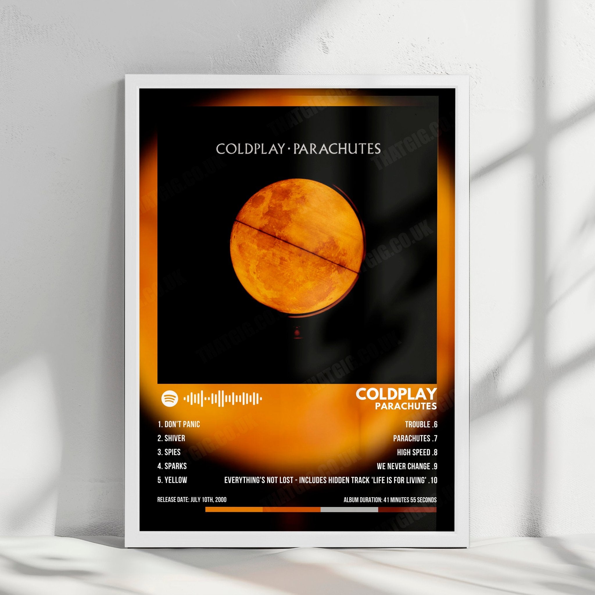 Coldplay "Parachutes" Album Cover Poster - with Complete Tracklist