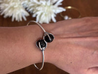 Gem Duo Adjustable Wire Bangles - Delicate wire bangles with paired gemstones—ethereal and stackable.