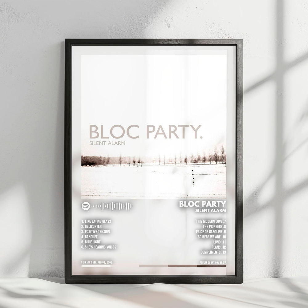 Bloc Party "Silent Alarm" Album Cover Poster - with Complete Tracklist