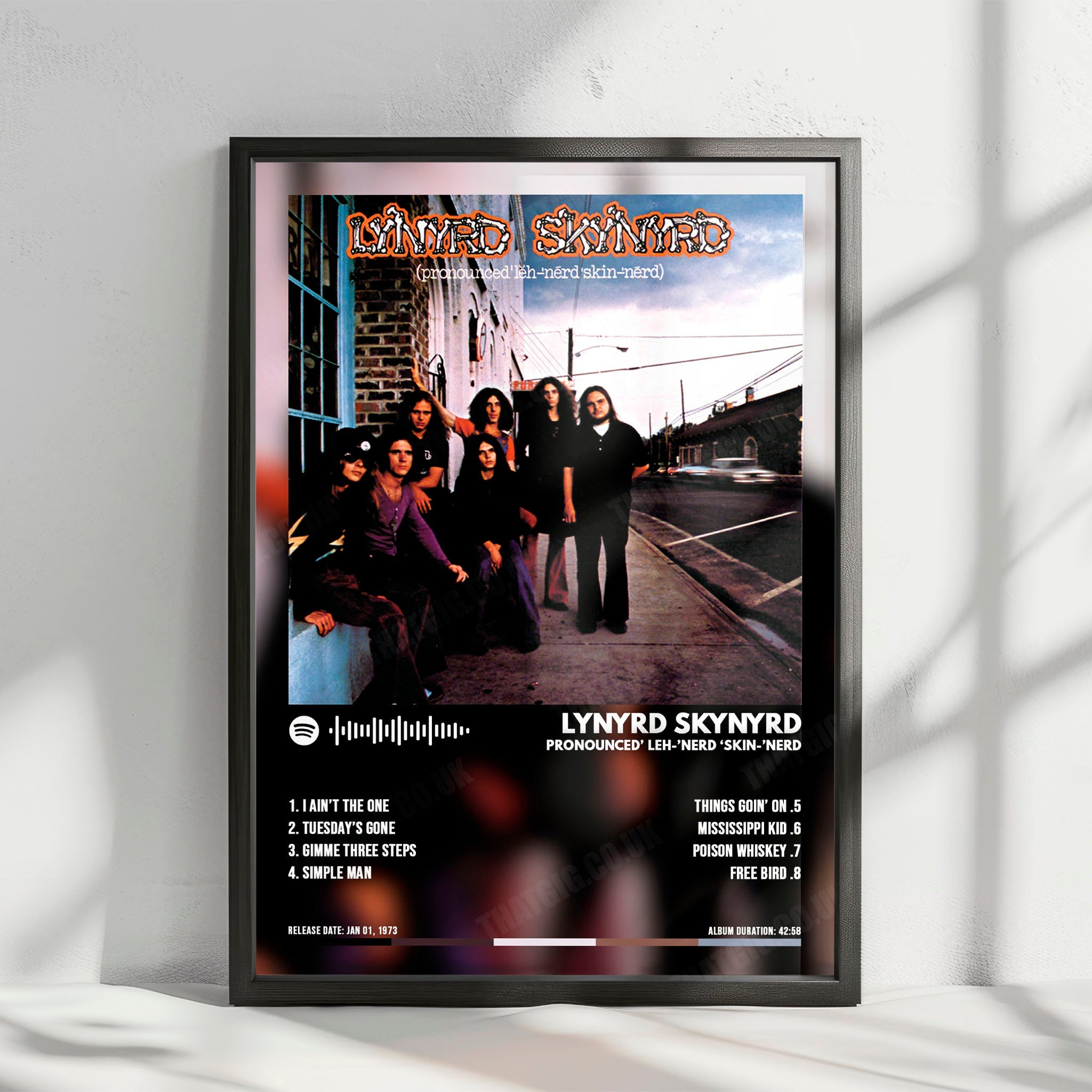 Lynyrd Skynyrd "Pronounced 'Leh-'nérd 'Skin-'nérd  " Album Cover Poster - with Complete Tracklist