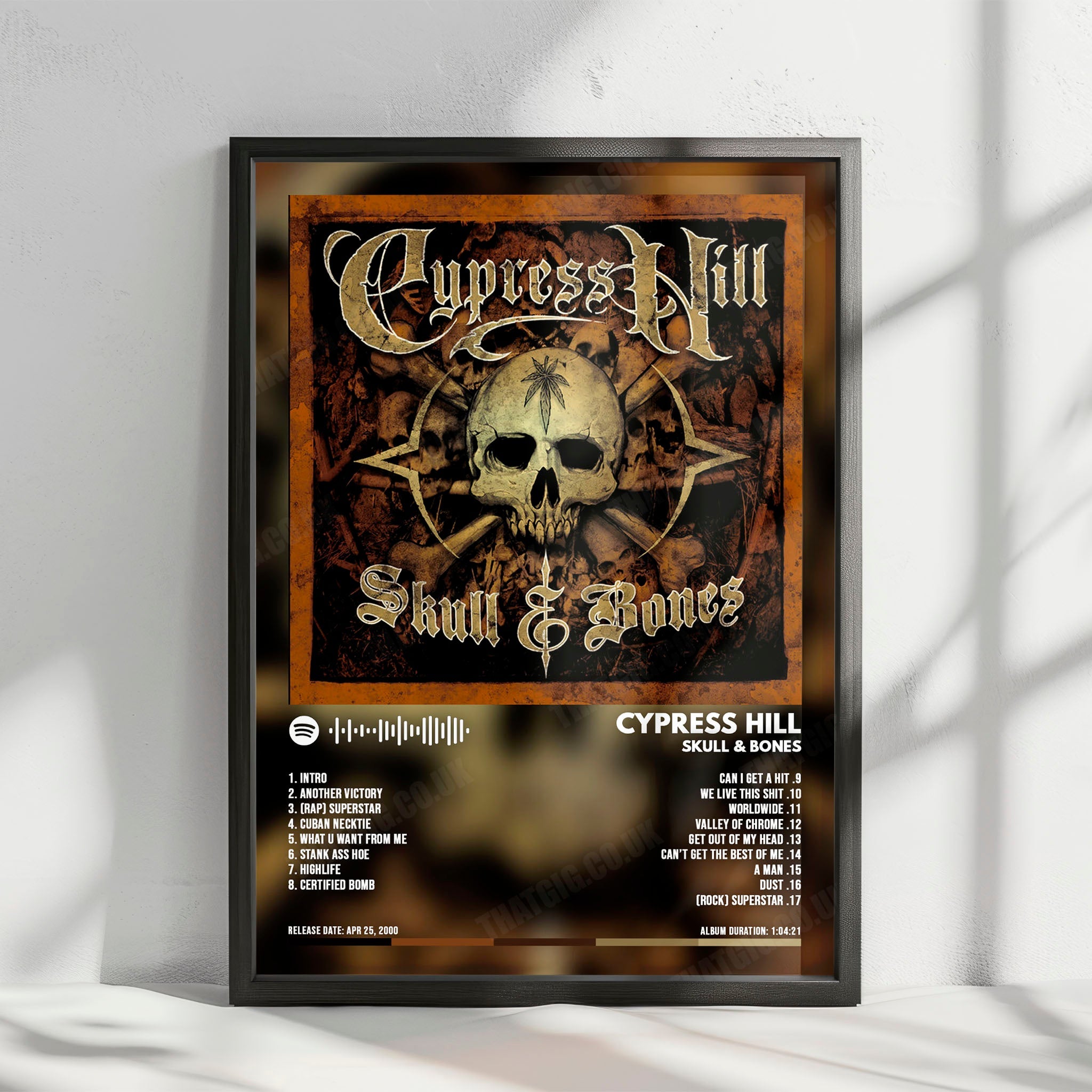 Cypress Hill "Skull & Bones" Album Cover Poster - with Complete Tracklist