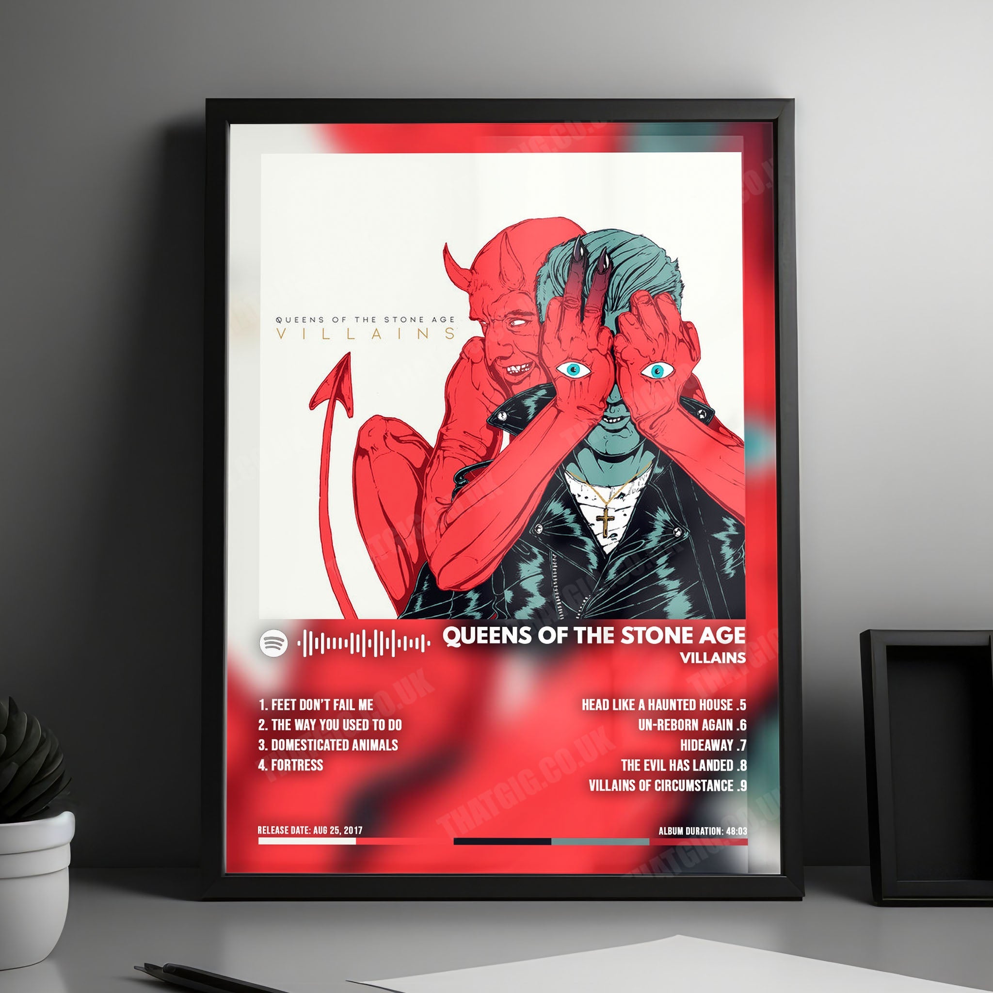 Queens of the Stone Age "Villains" Album Cover Poster - with Complete Tracklist