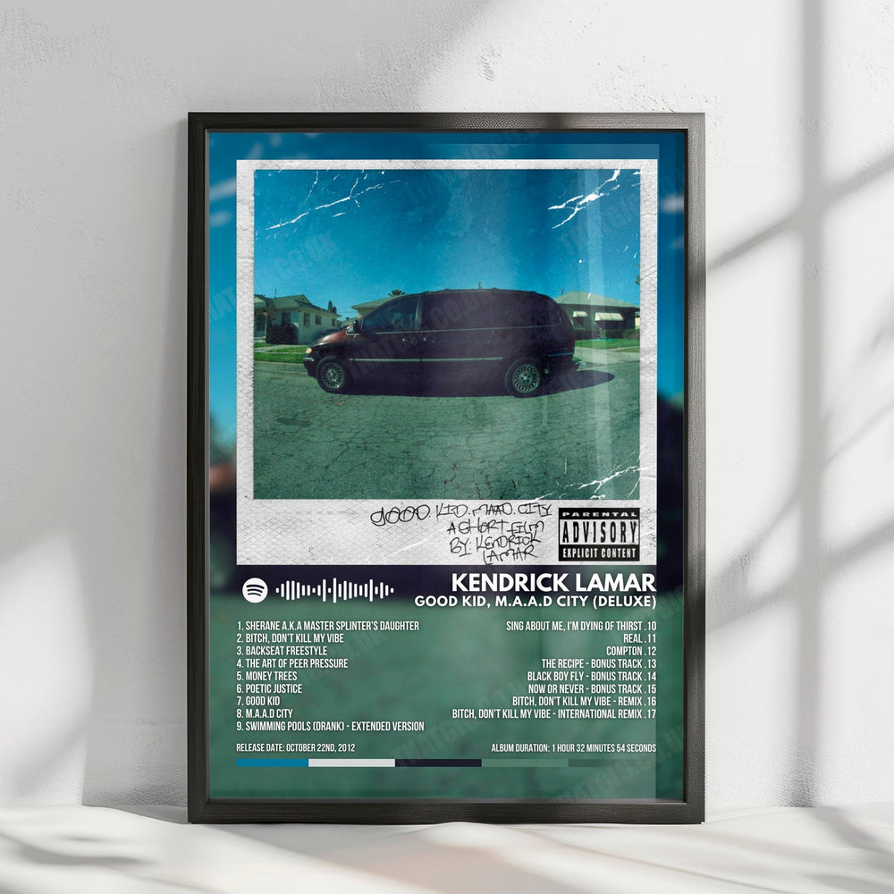 Kendrick Lamar "Good Kid, M.A.A.D City (Deluxe)" Album Cover Poster - with Complete Tracklist