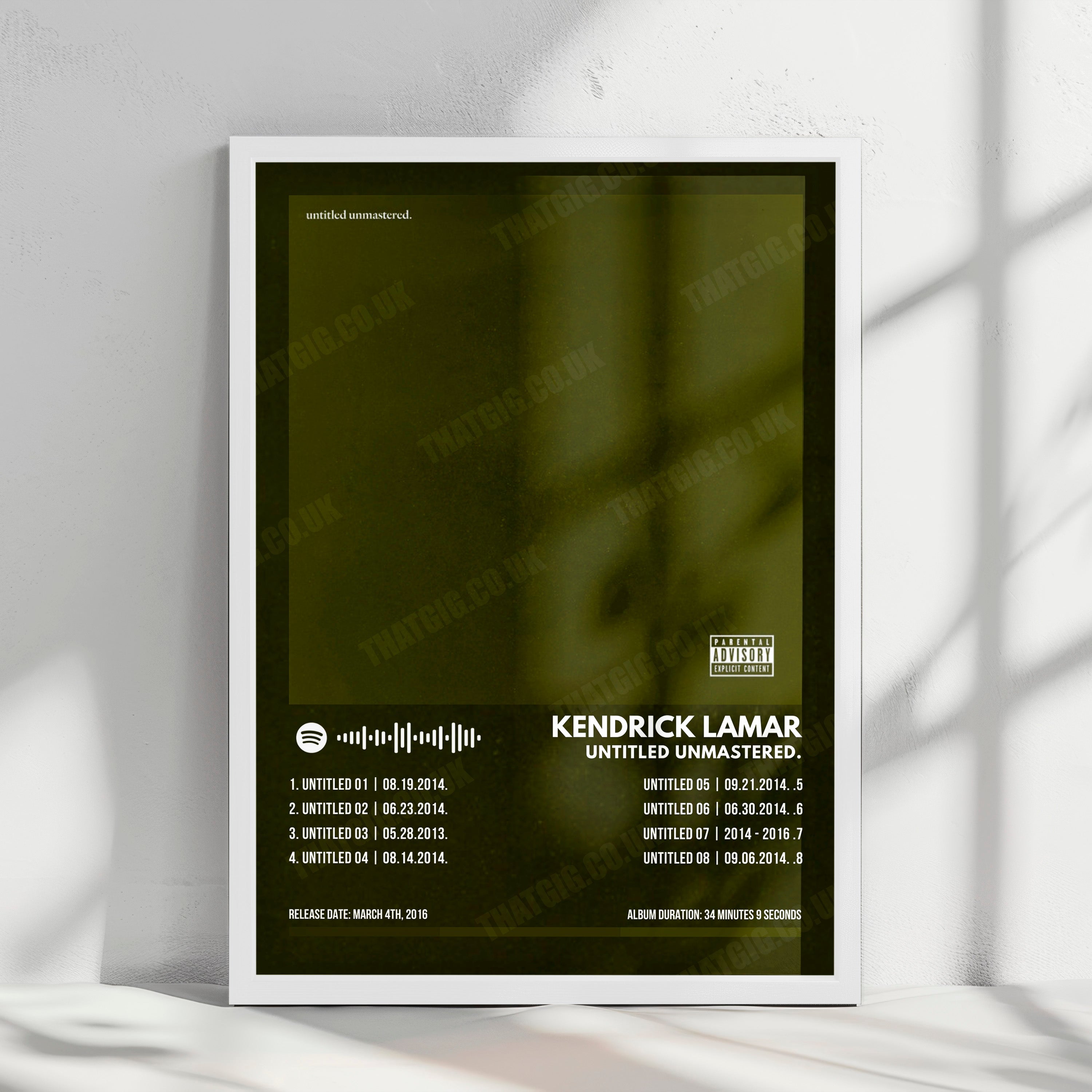 Kendrick Lamar "Untitled Unmastered" Album Cover Poster - with Complete Tracklist