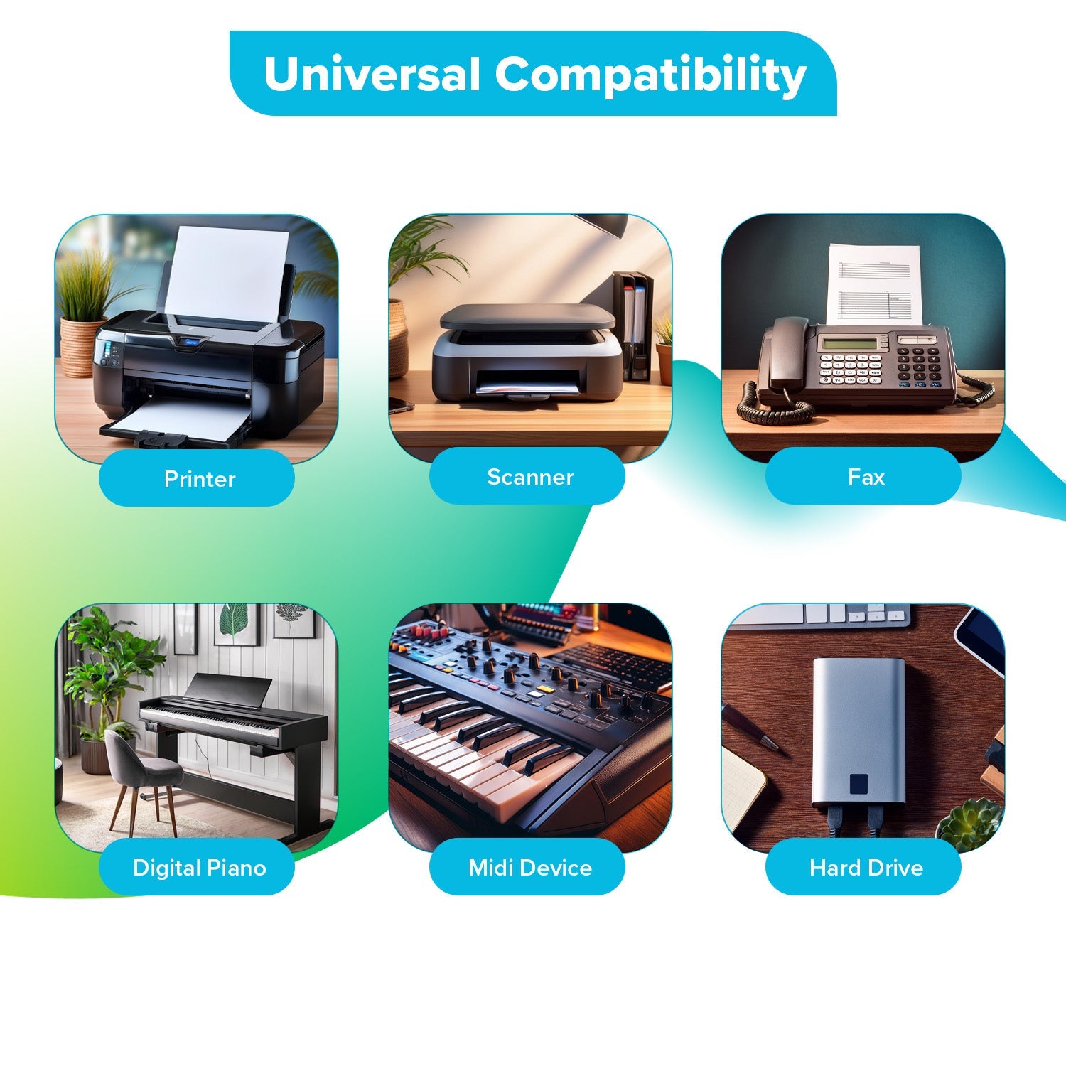 Maplin USB-A to USB-B Cable - Blue, 1m