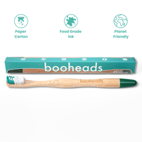 booheads - 1PK - Bamboo Toothbrush - Green | Biodegradable, bamboo and plant-based