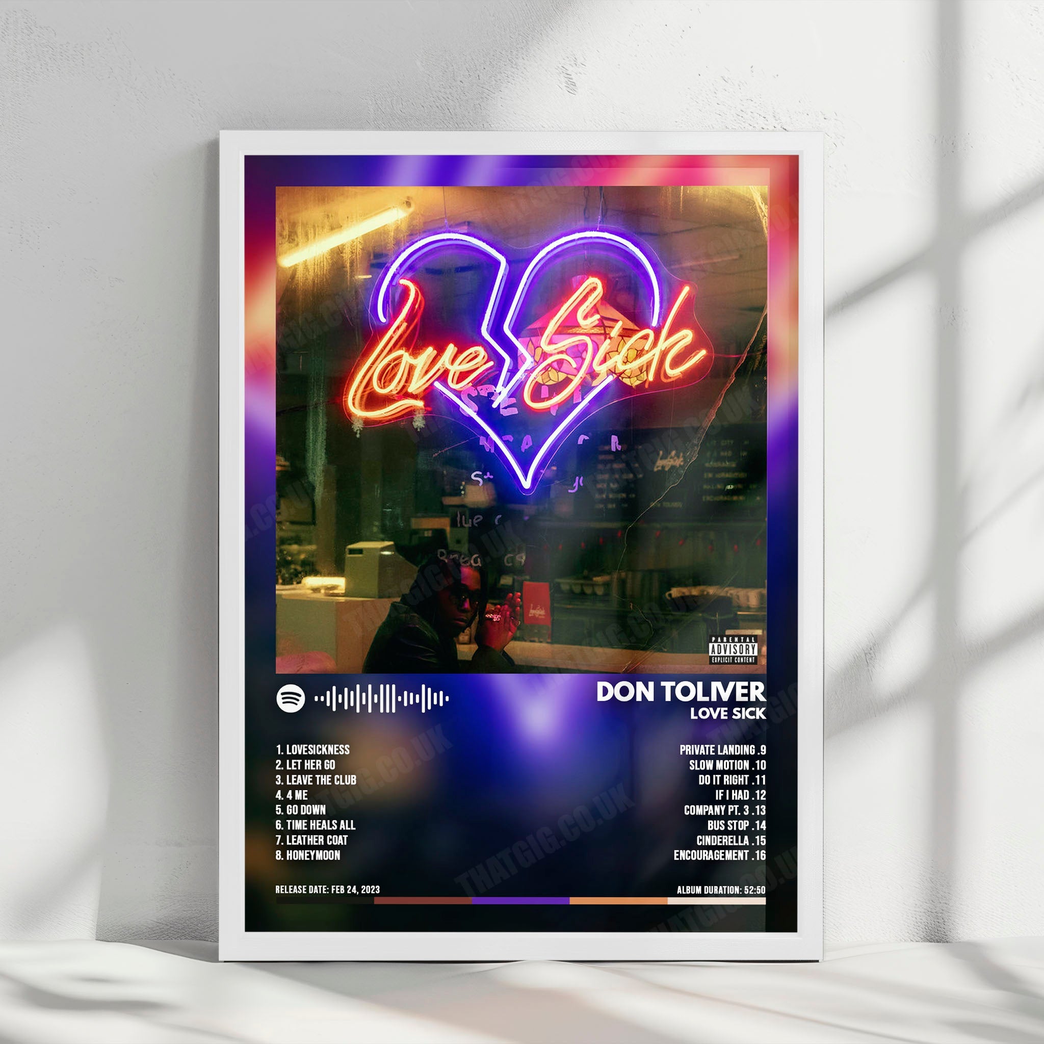 Don Toliver "Love Sick" Album Cover Poster - with Complete Tracklist