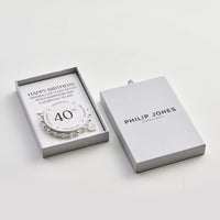 40th Birthday Heart Charm Stretch Bracelet with Quote Gift Box