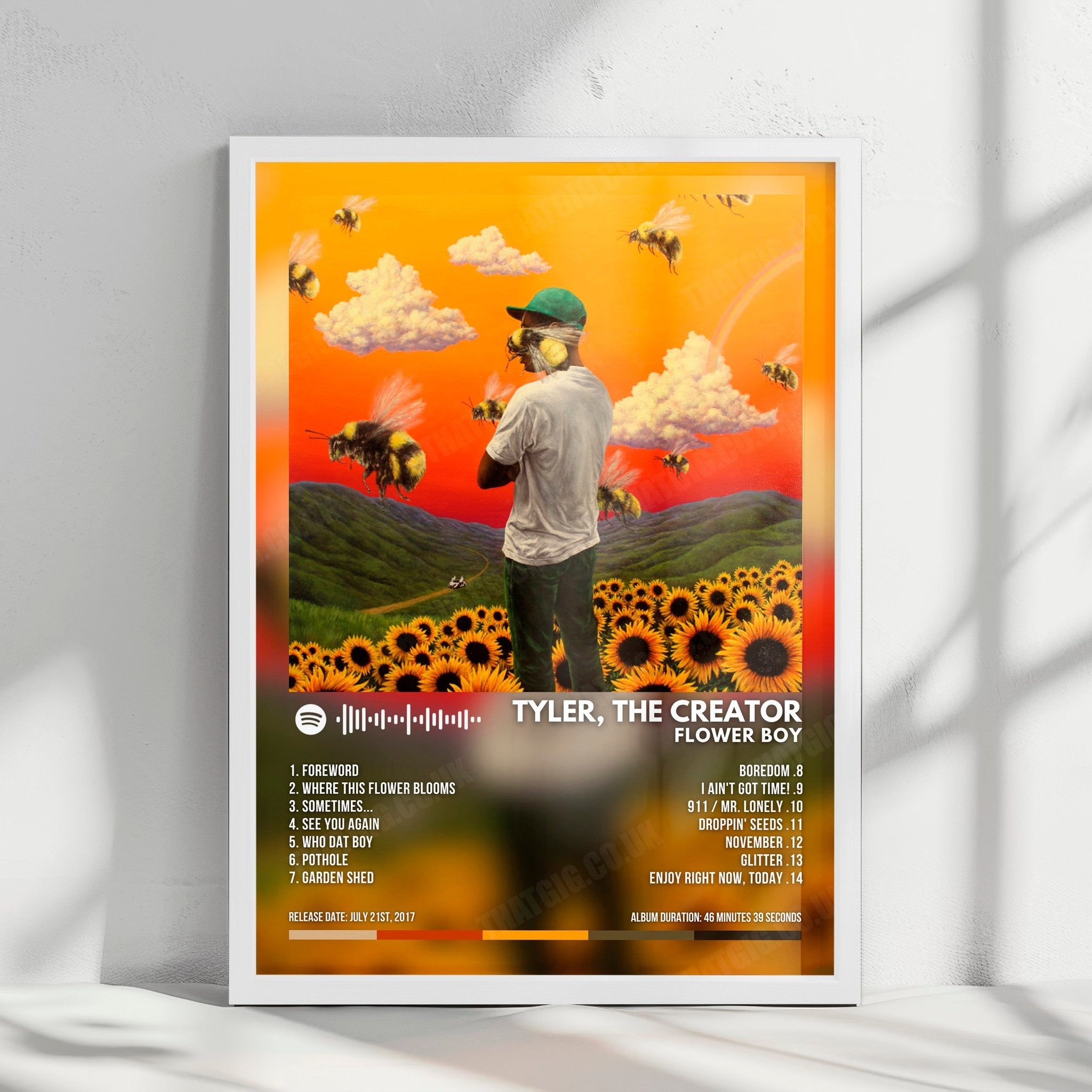 Tyler, The Creator "Flower Boy" Album Cover Poster - with Complete Tracklist