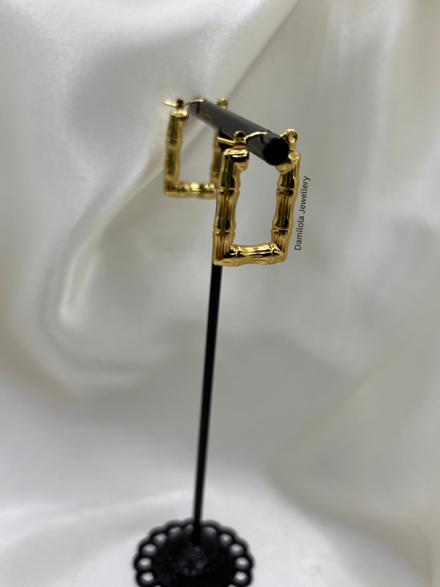 Gold ‘Brooklyn’ Bamboo Rectangle Hoops