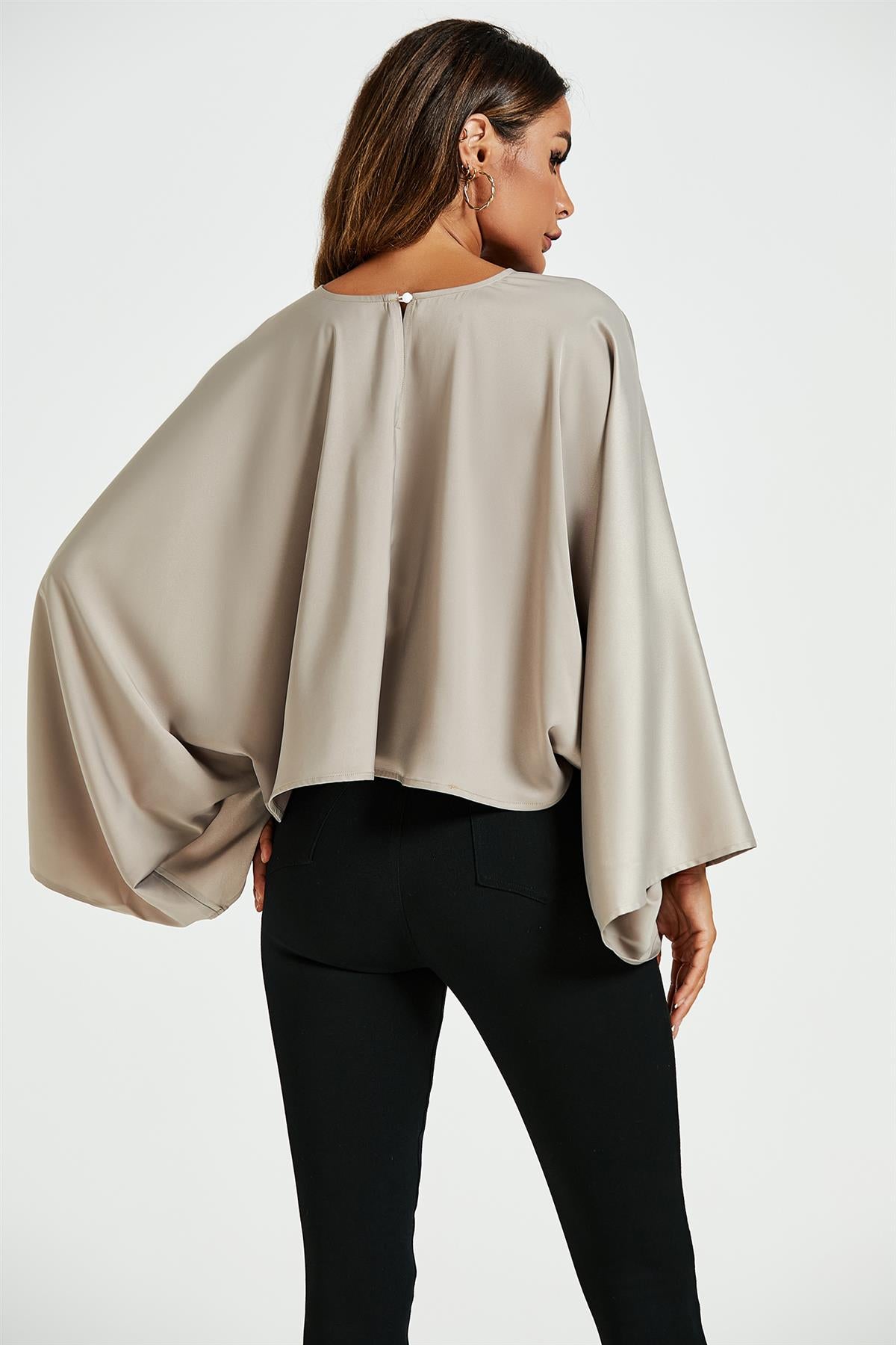 Satin Loose-Fit Crop Top In Mink