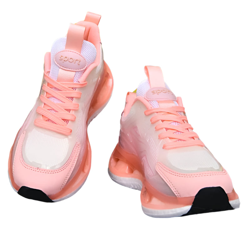 Women’s Pink & White Mesh Sneakers – Lightweight, All-Season Running Shoes with Non-Slip EVA Sole & Soft Fabric Lining