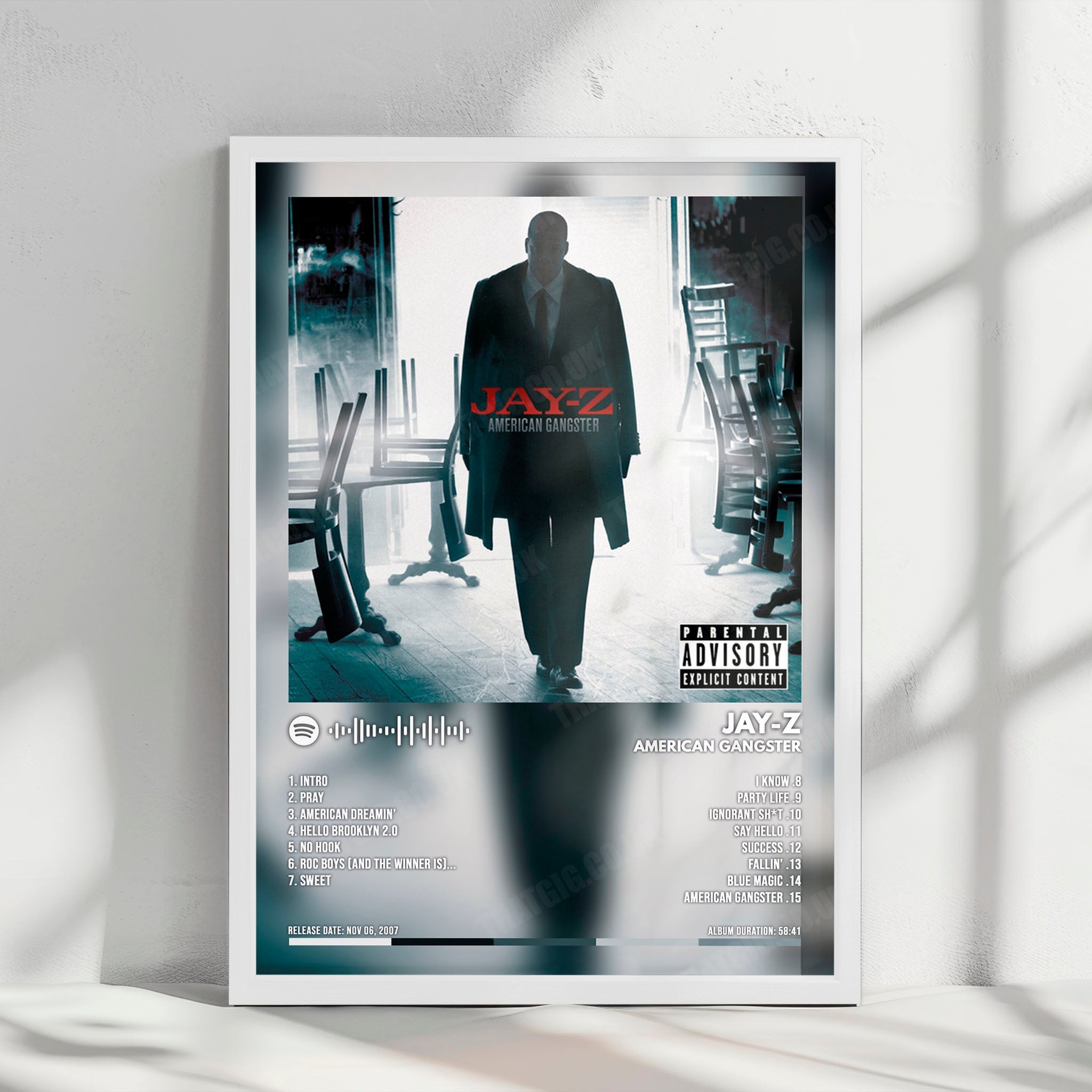 Jay-Z "American Gangster" Album Cover Poster - with Complete Tracklist