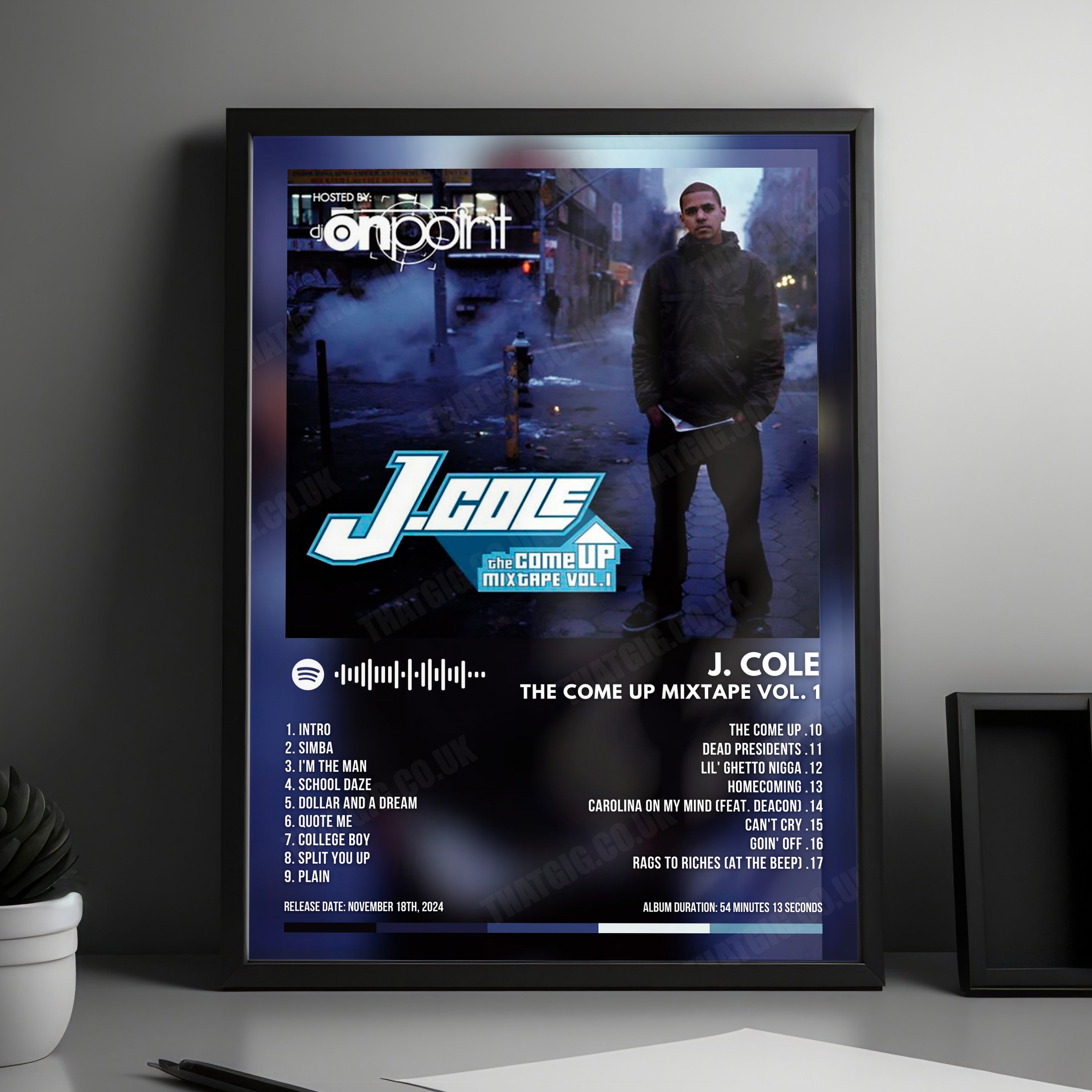 J. Cole "The Come Up Mixtape Vol. 1" Album Cover Poster - with Complete Tracklist