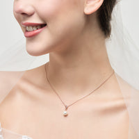 Rose Gold Plated I Couldn't Say I Do Without You Pearl Drop Wedding Necklace Created with Zircondia® Crystals