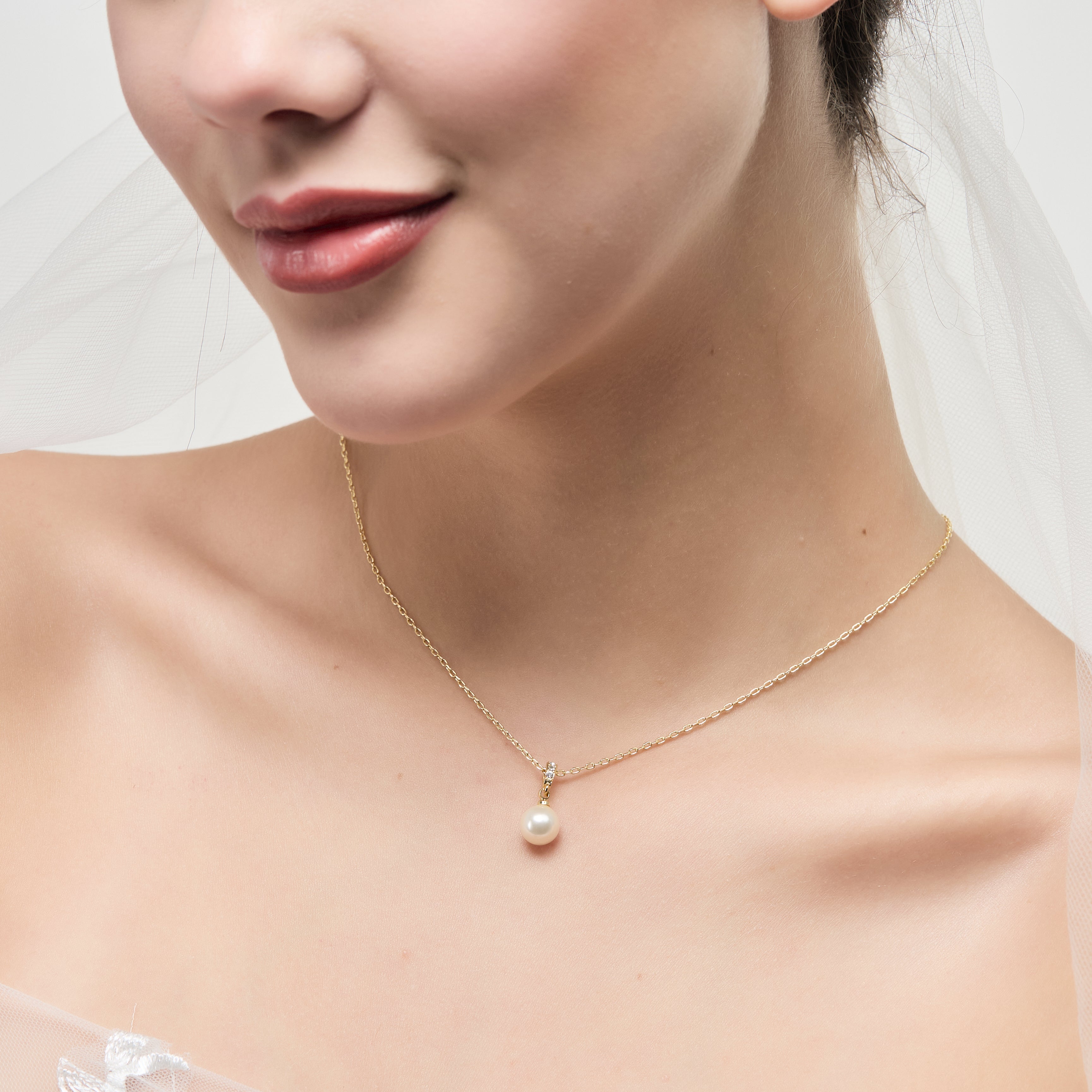 Gold Plated I Couldn't Say I Do Without You Pearl Drop Wedding Necklace Created with Zircondia® Crystals