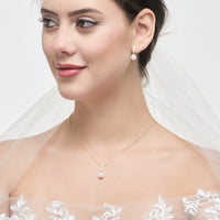Gold Plated I Couldn't Say I Do Without You Infinity Pearl Drop Set with Zircondia® Crystals