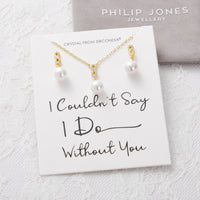 Gold Plated I Couldn't Say I Do Without You Infinity Pearl Drop Set with Zircondia® Crystals