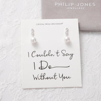 Silver Plated I Couldn't Say I Do Without You Infinity Pearl Drop Earrings with Zircondia® Crystals