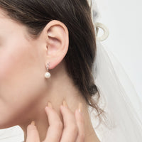 Rose Gold Plated I Couldn't Say I Do Without You Infinity Pearl Drop Earrings with Zircondia® Crystals