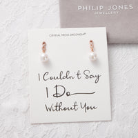 Rose Gold Plated I Couldn't Say I Do Without You Infinity Pearl Drop Earrings with Zircondia® Crystals