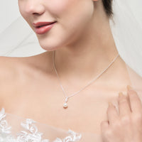 Silver Plated I Couldn't Say I Do Without You Infinity Pearl Wedding Drop Necklace with Zircondia® Crystals