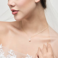 Gold Plated I Couldn't Say I Do Without You Infinity Pearl Wedding Drop Necklace with Zircondia® Crystals