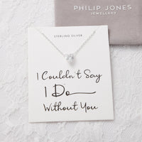 Sterling Silver I Couldn't Say I Do Without You Wedding Heart Solitaire Necklace with Zircondia® Crystals