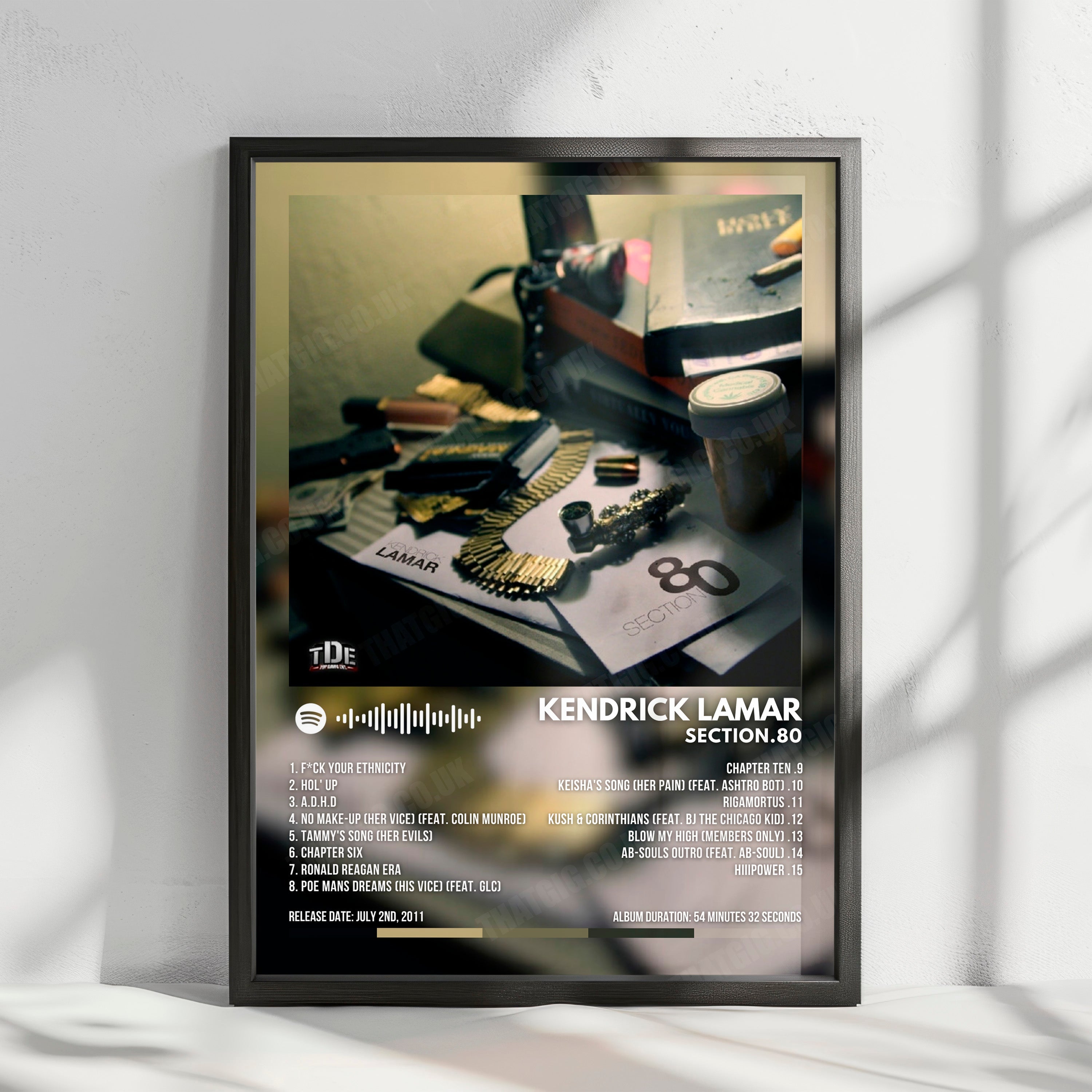 Kendrick Lamar "Section.80" Album Cover Poster - with Complete Tracklist