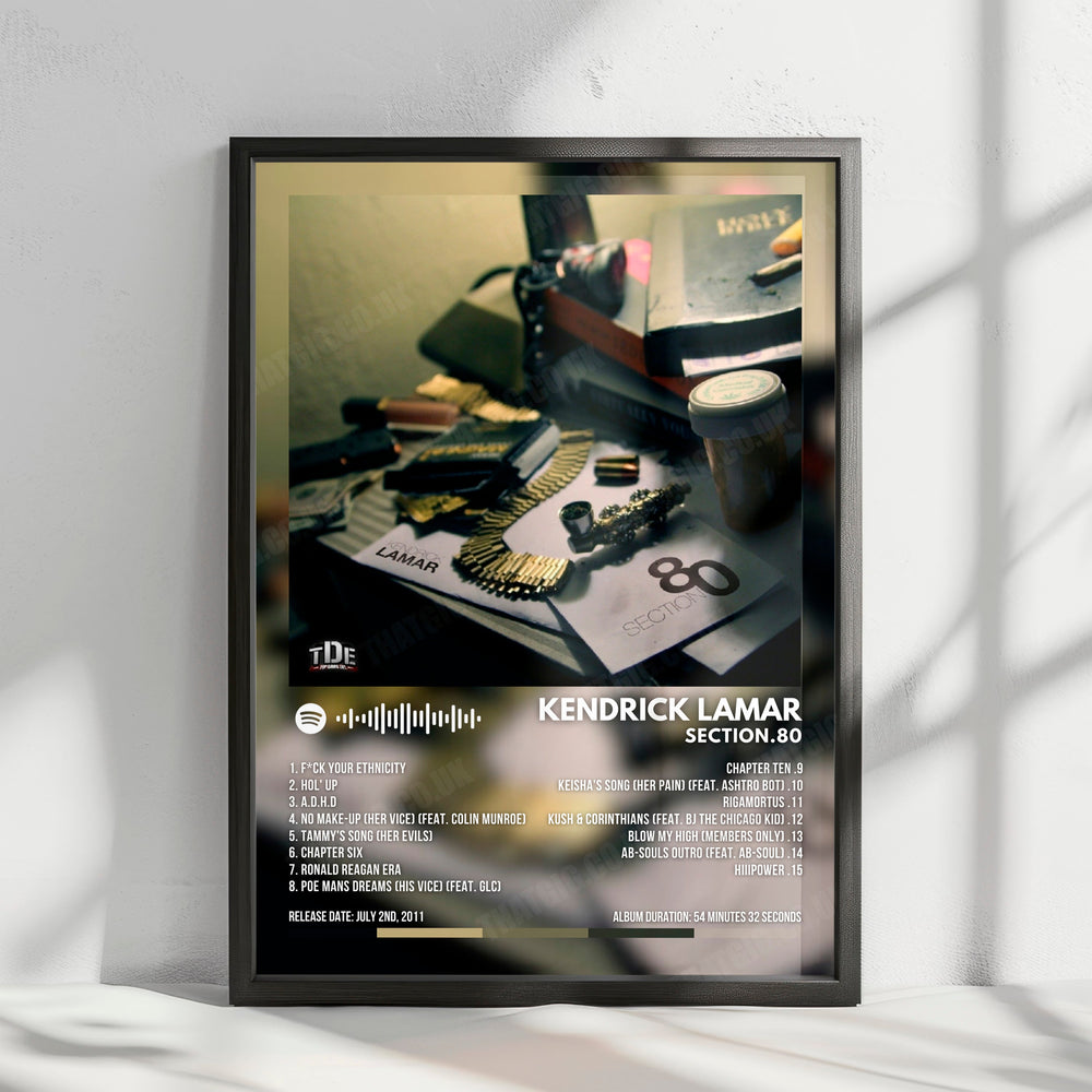 Kendrick Lamar "Section.80" Album Cover Poster - with Complete Tracklist