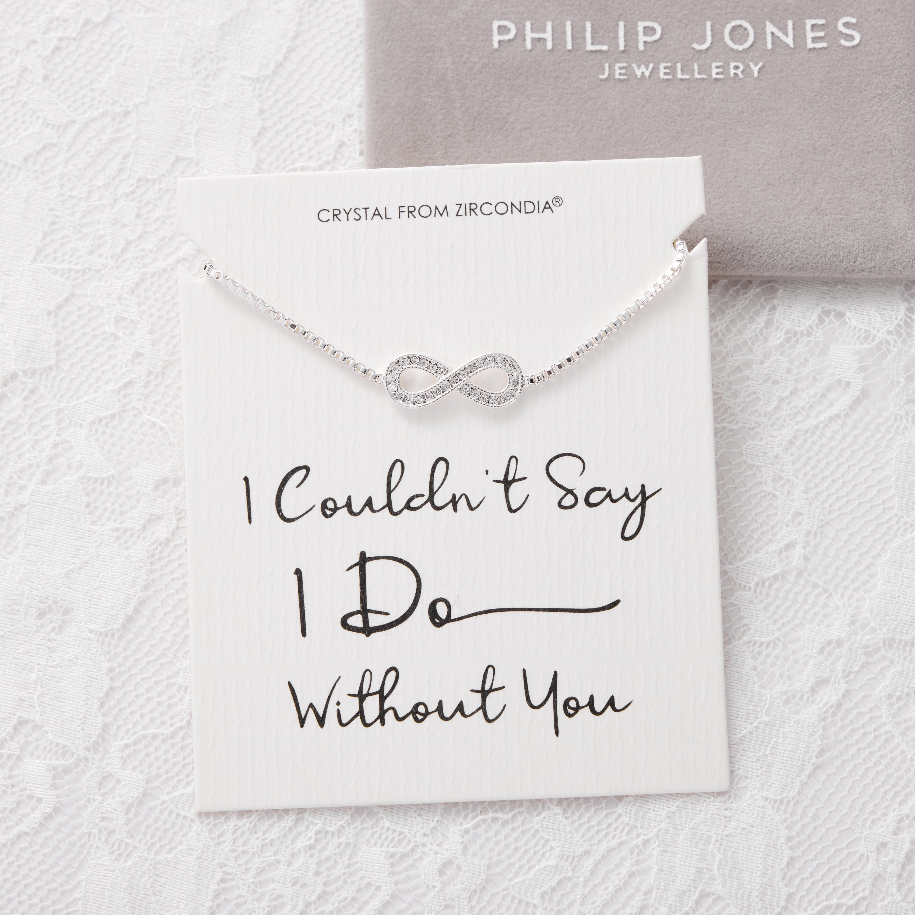 Silver Plated I Couldn't Say I Do Without You Infinity Wedding Bracelet with Zircondia® Crystals