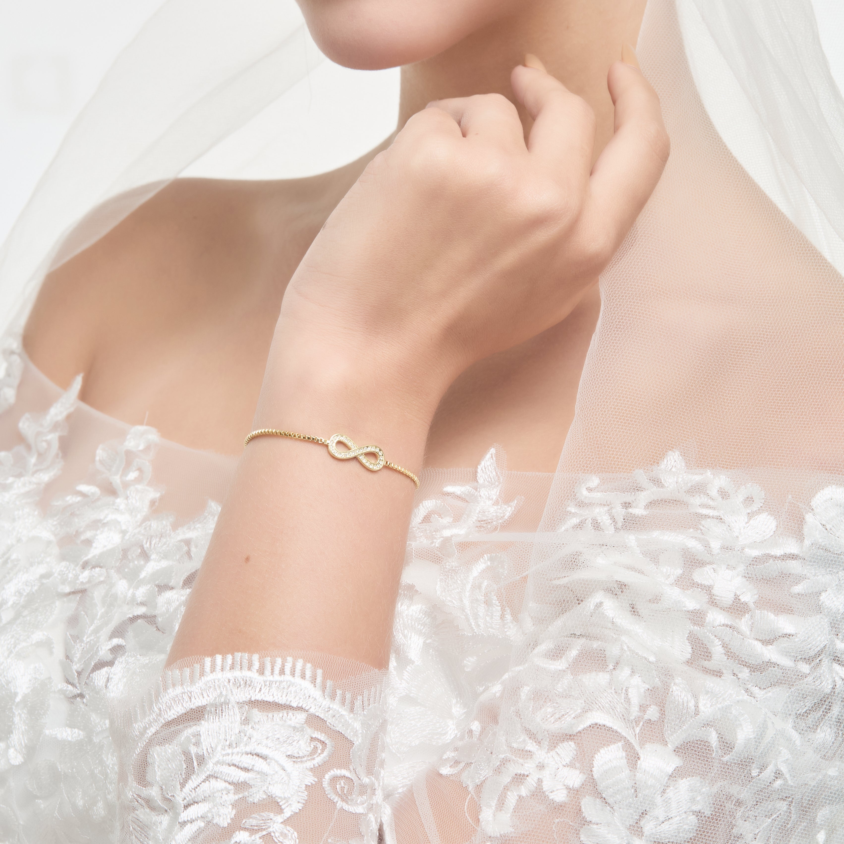 Gold Plated I Couldn't Say I Do Without You Infinity Friendship Bracelet with Zircondia® Crystals