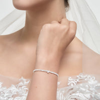 Silver Plated I Couldn't Say I Do Without You Heart Solitaire Wedding Bracelet with Zircondia® Crystals