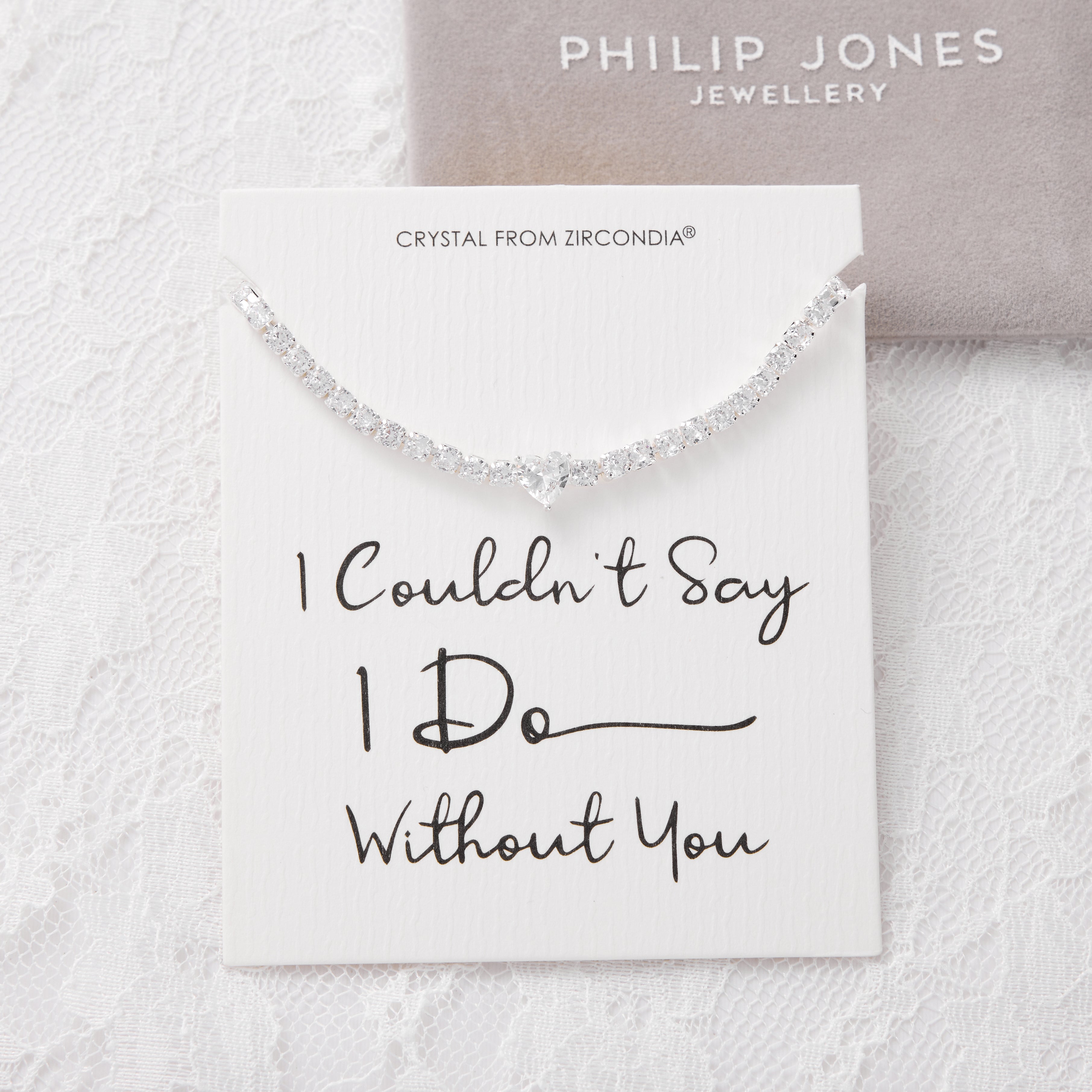 Silver Plated I Couldn't Say I Do Without You Heart Solitaire Wedding Bracelet with Zircondia® Crystals