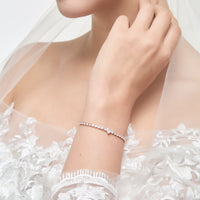 Rose Gold Plated I Couldn't Say I Do Without You Heart Solitaire Bracelet with Zircondia® Crystals