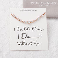 Rose Gold Plated I Couldn't Say I Do Without You Heart Solitaire Bracelet with Zircondia® Crystals