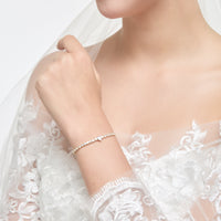 Gold Plated I Couldn't Say I Do Without You Heart Solitaire Bracelet with Zircondia® Crystals