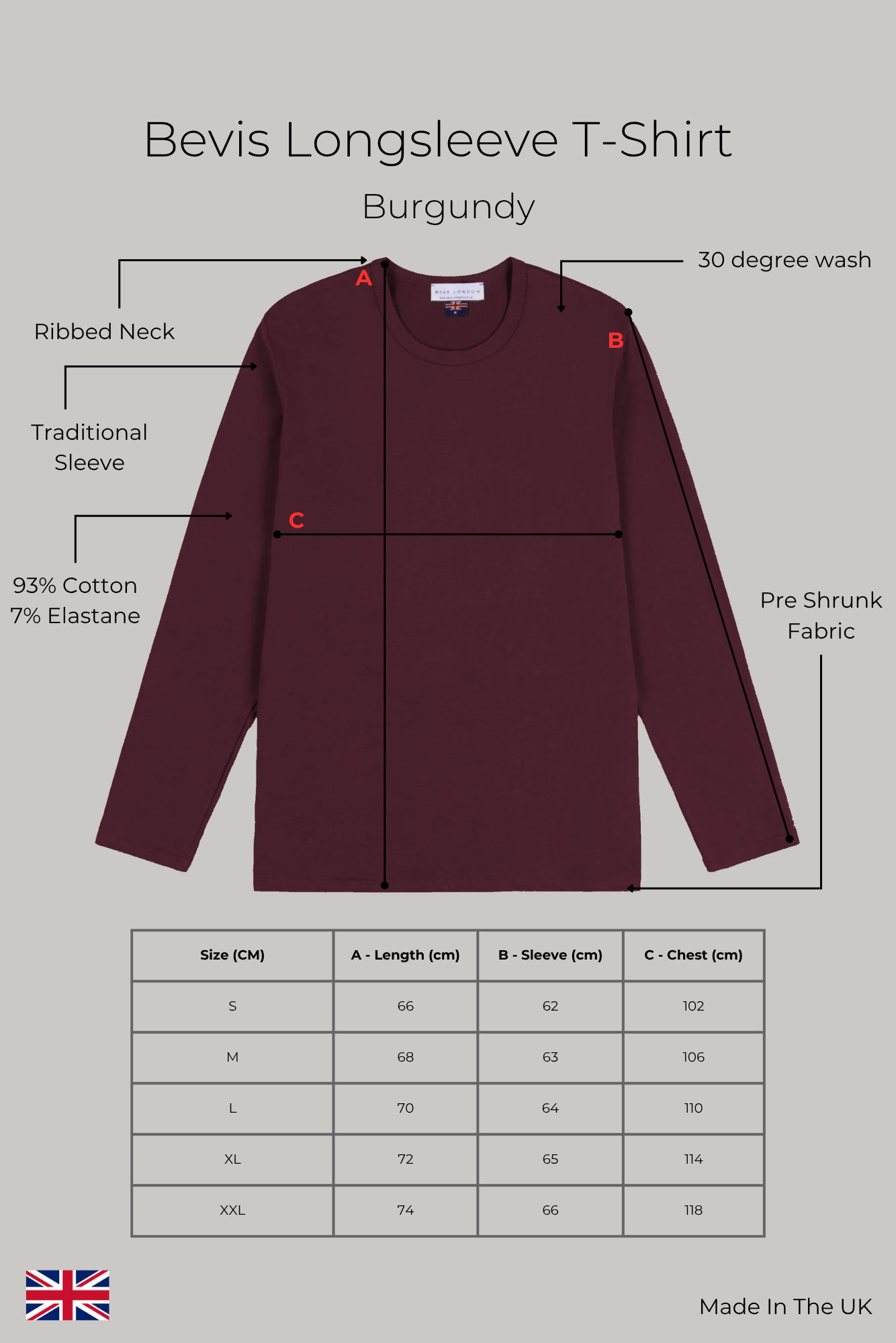 Bevis Long Sleeve Cotton T-shirt - Burgundy