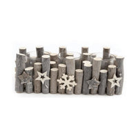 Large Birch Wood Christmas Candle Holder Decoration