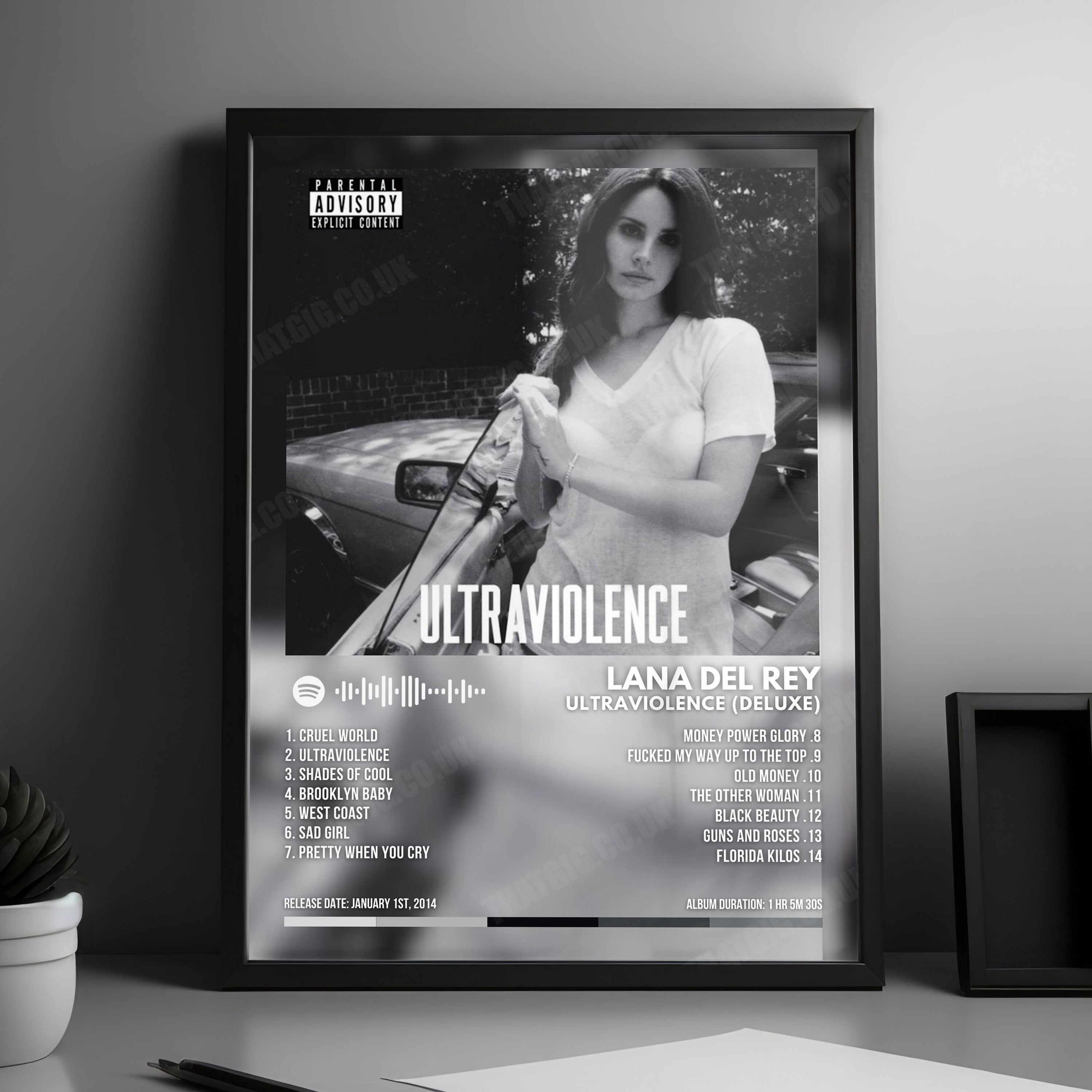 Lana Del Rey "Ultraviolence (Deluxe)" Album Cover Poster - with Complete Tracklist