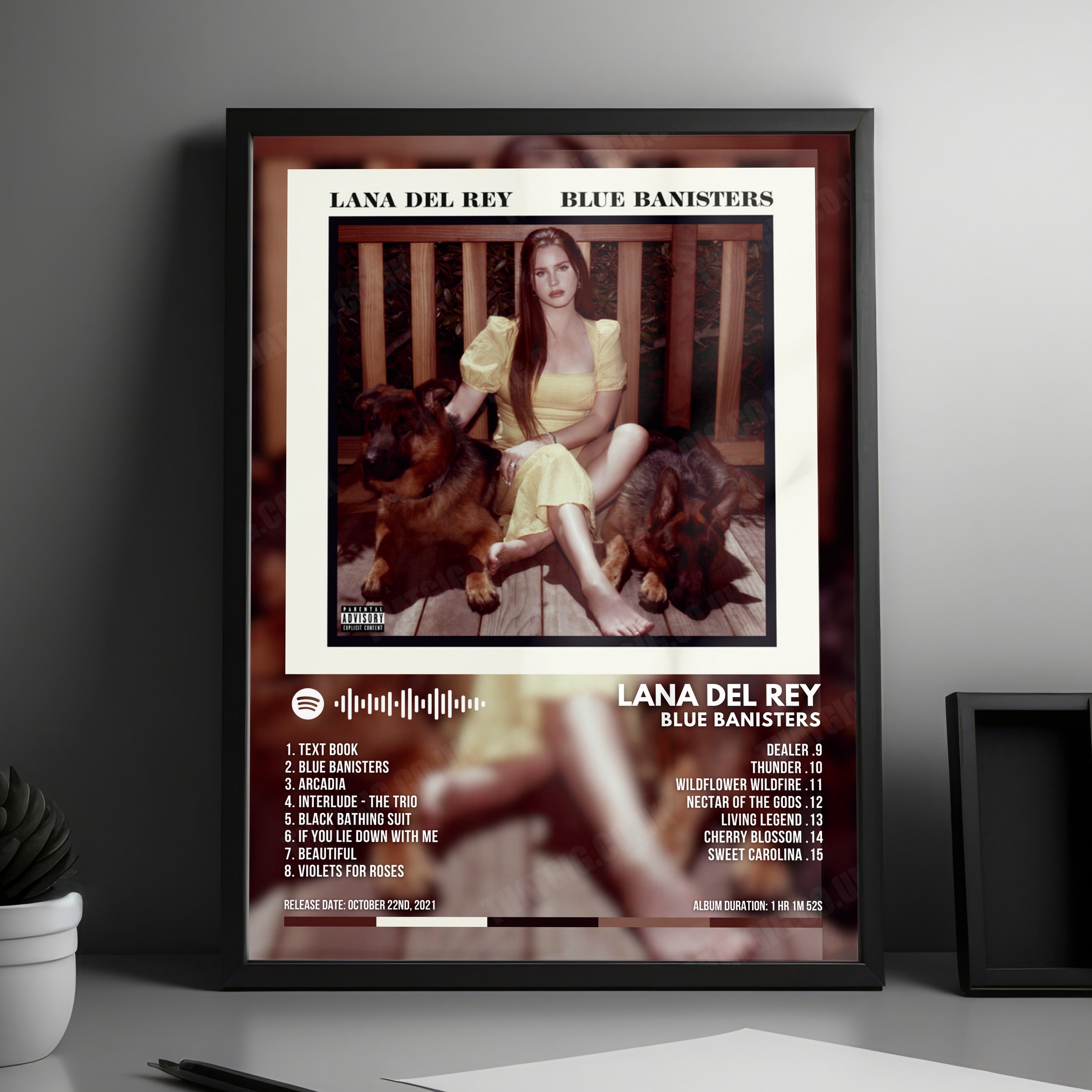 Lana Del Rey "Blue Banisters" Album Cover Poster - with Complete Tracklist