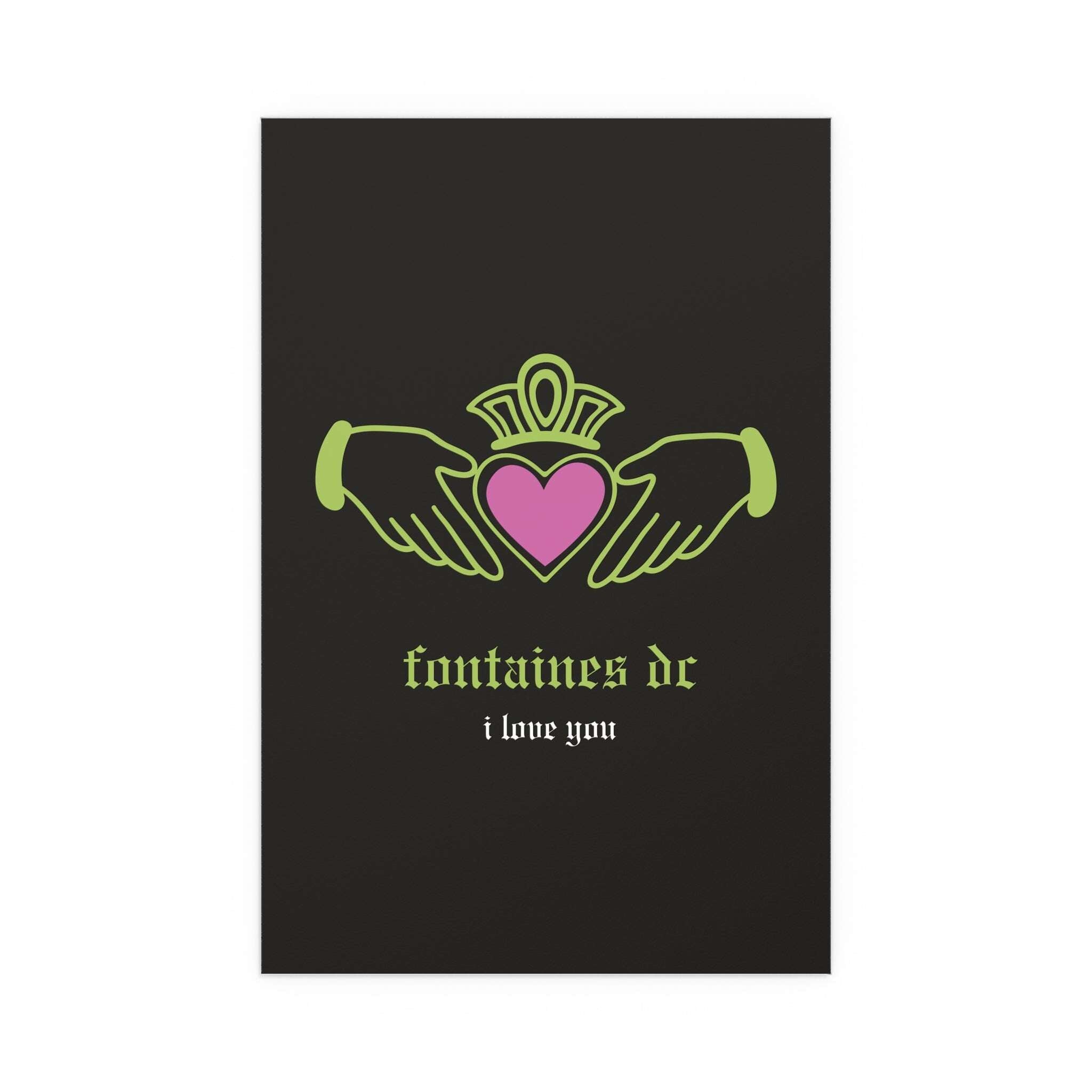 Fontaines DC - I Love You - Irish Claddagh (Black + Green + Pink)