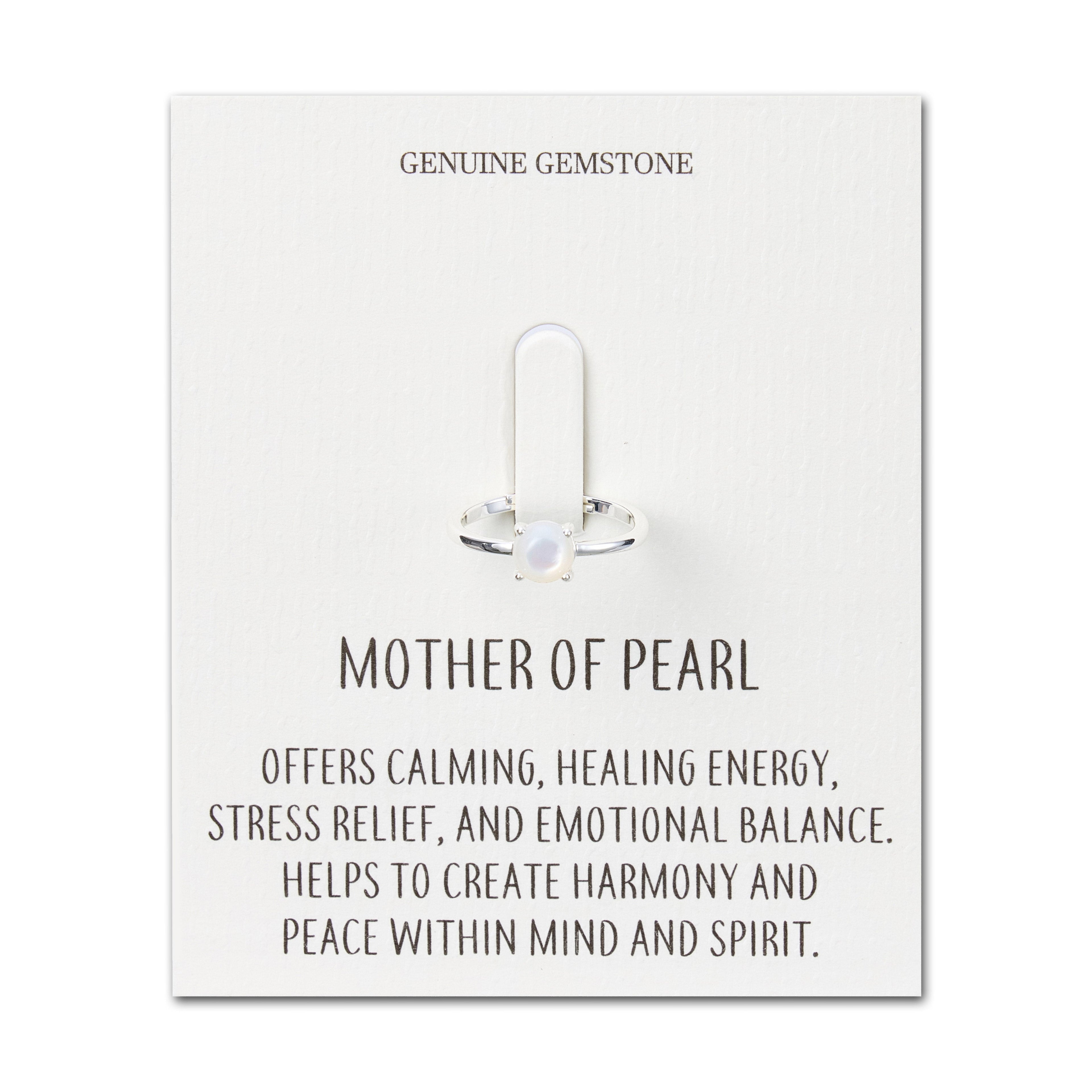Mother of Pearl Adjustable Ring with Quote Card