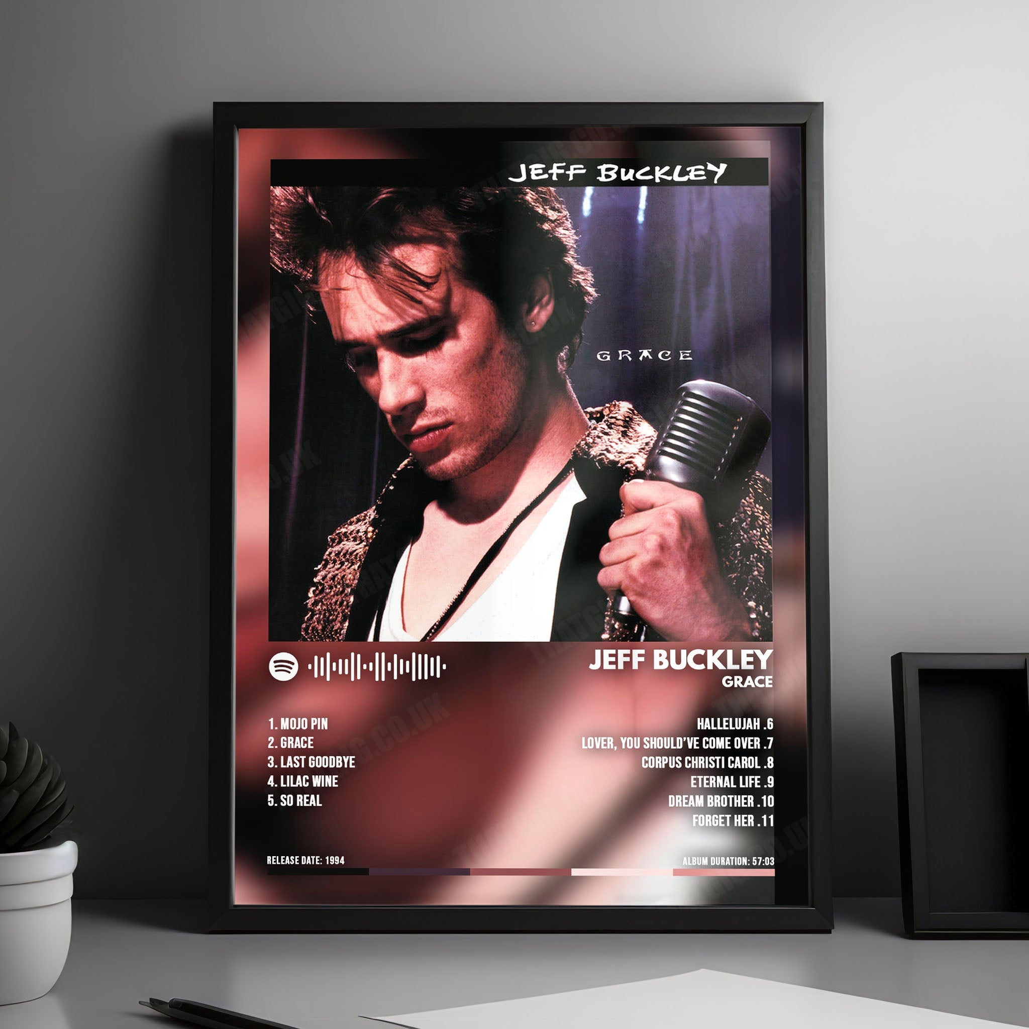 Jeff Buckley "Grace" Album Cover Poster - with Complete Tracklist