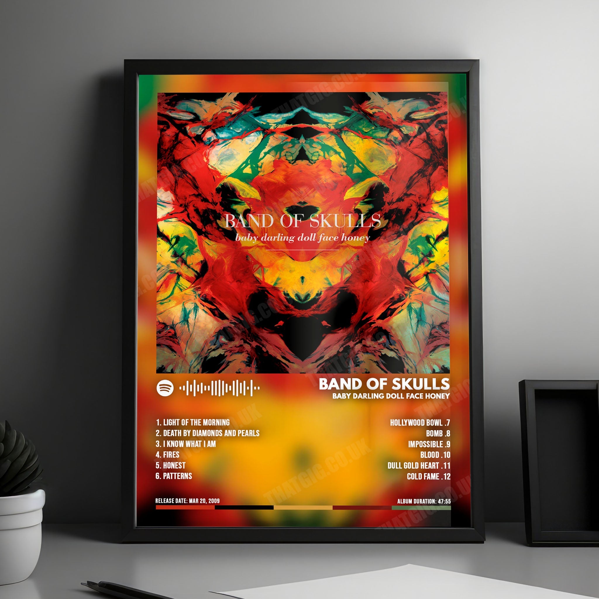 Band Of Skulls "Baby Darling Doll Face Honey" Album Cover Poster - with Complete Tracklist