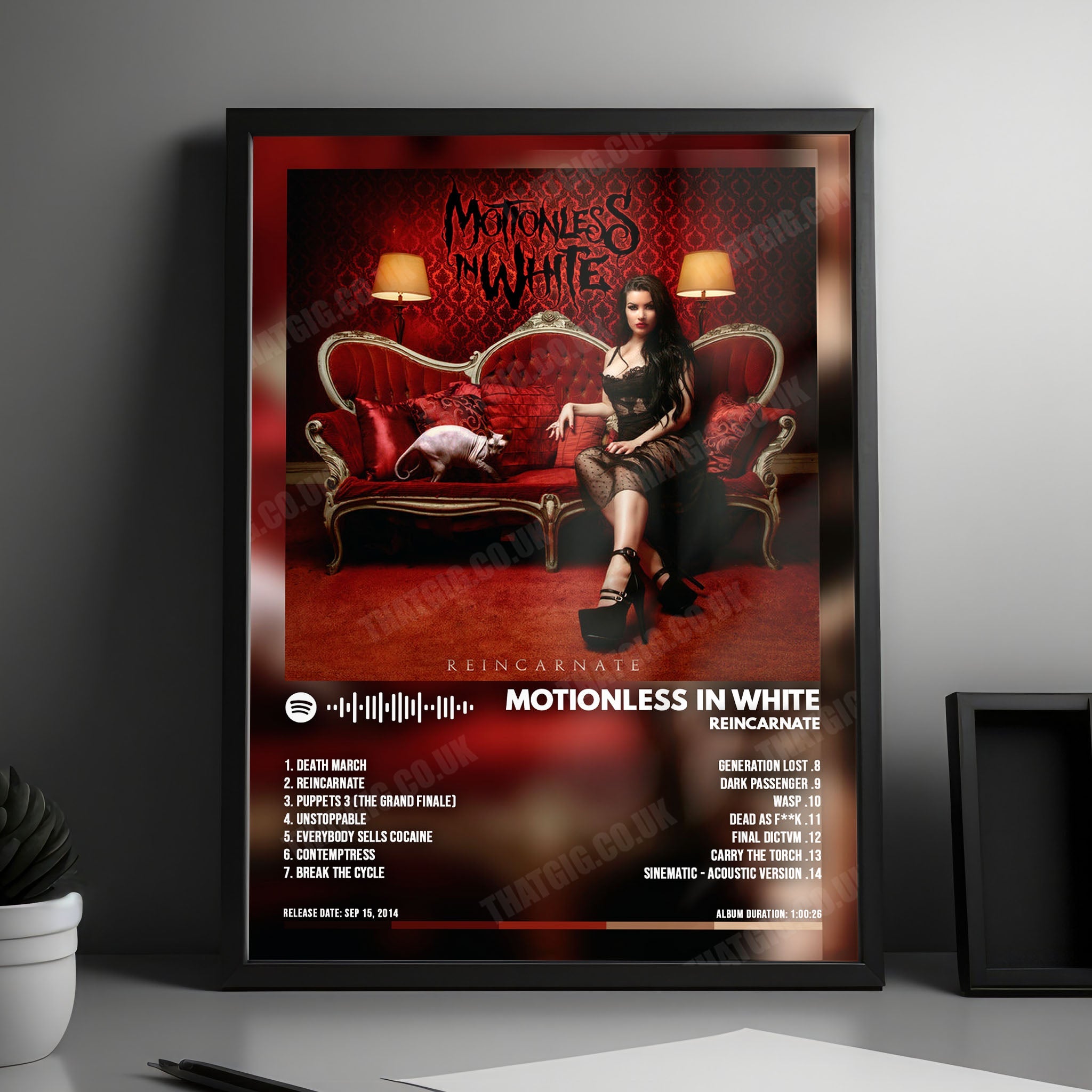 Motionless In White "Reincarnate" Album Cover Poster - with Complete Tracklist