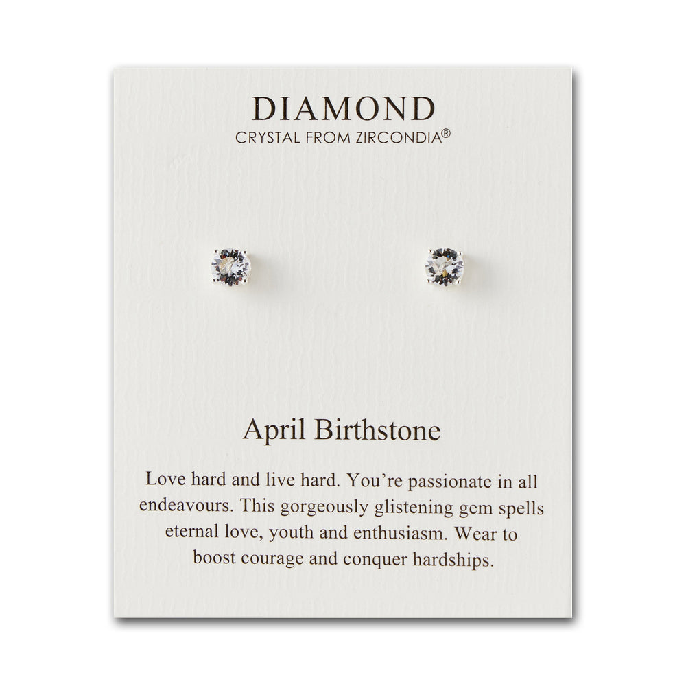 April (Diamond) Birthstone Earrings Created with Zircondia® Crystals