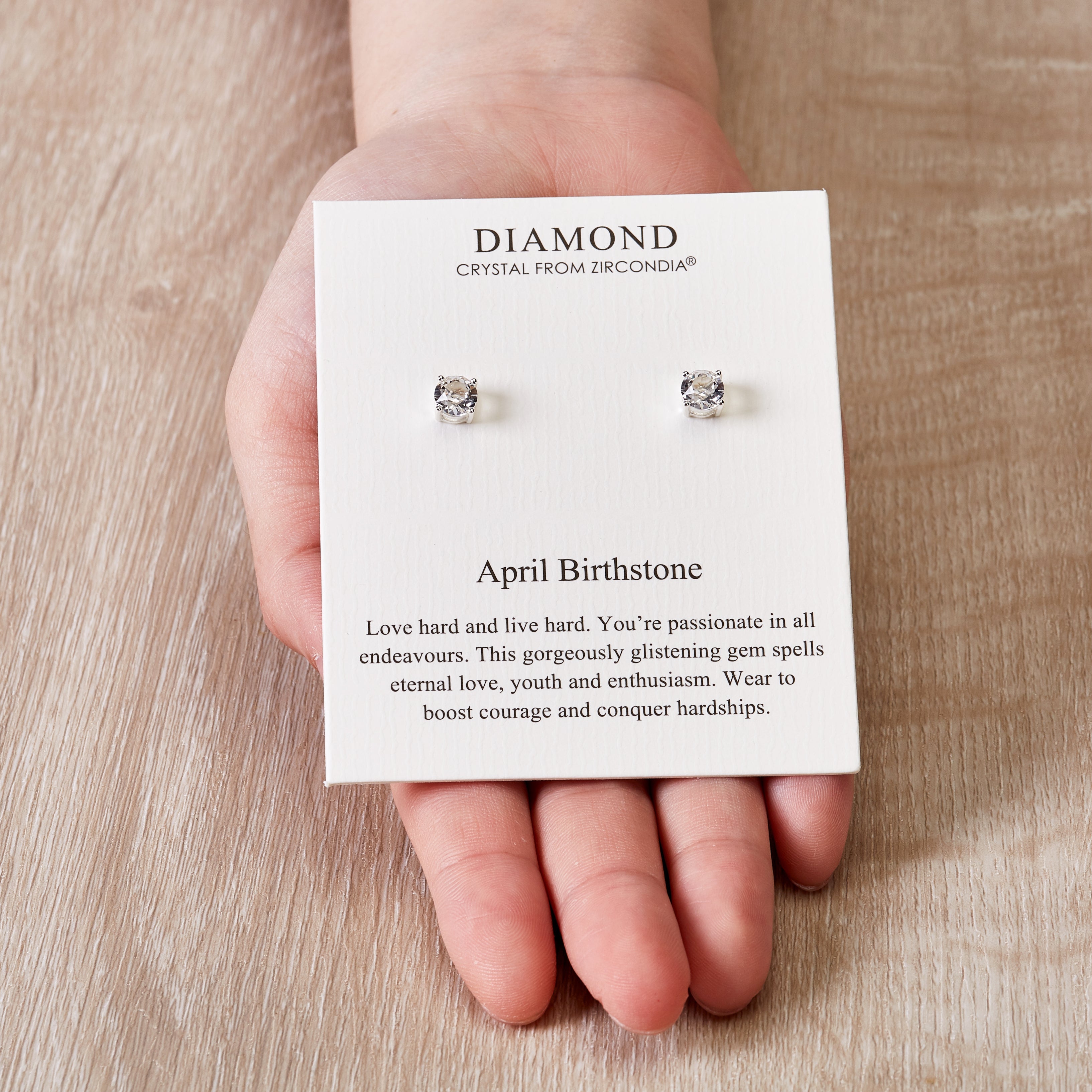 April (Diamond) Birthstone Earrings Created with Zircondia® Crystals
